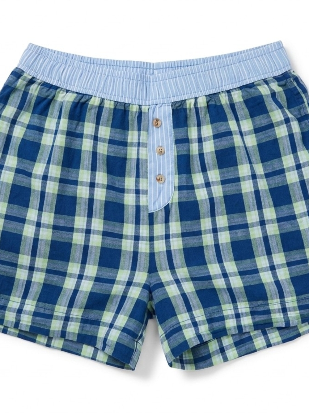 ⭐️Anthropologie Plaid  Shorts Blue Green Soft Lounge Sleep Pockets Size S⭐️